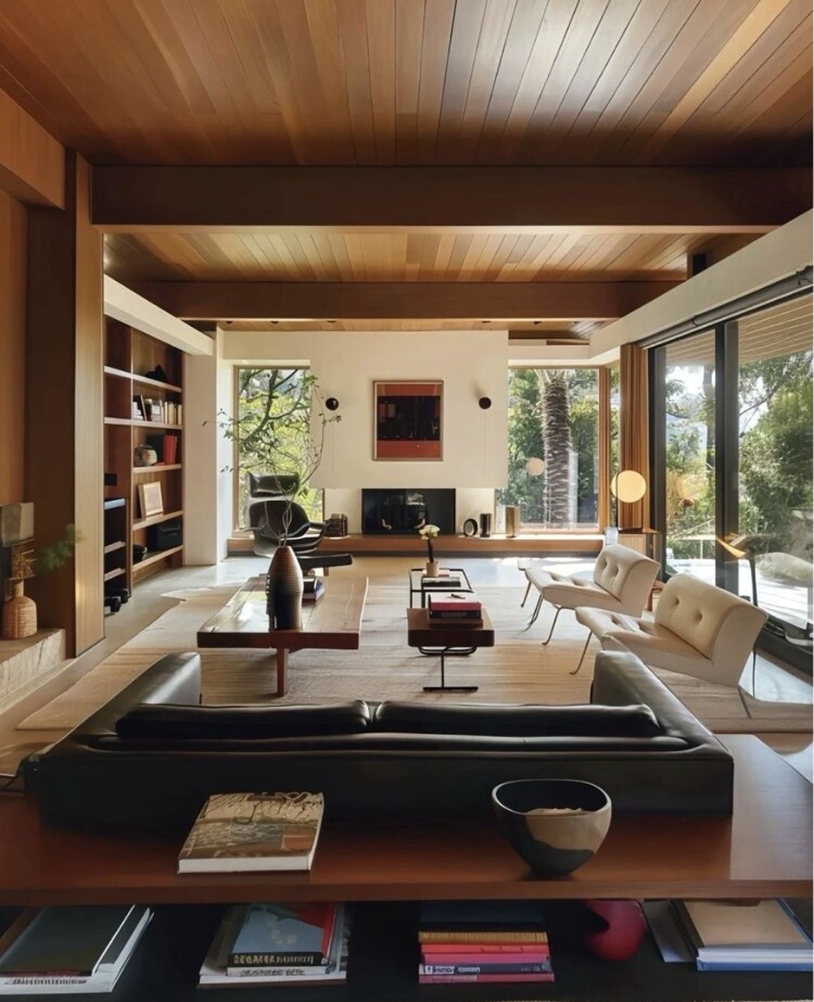 salon-moderne-bibliotheque-grandes-fenetres-luxe-bois salon-moderne-bibliotheque-grandes-fenetres-luxe-bois